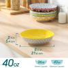 vancasso 8.5″ Pasta Bowls Set of 6, 40 oz Porcelain Shallow Salad Bowls, Serving Bowls Large Kitchen Bowl Plates Pasta Dishes Plates, Colorful Floral Design, Microwave Safe, Series SELENE(Pastel)