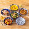 vancasso 8.5″ Pasta Bowls Set of 6, 40 oz Porcelain Shallow Salad Bowls, Serving Bowls Large Kitchen Bowl Plates Pasta Dishes Plates, Colorful Floral Design, Microwave Safe, Series SELENE(Cobalt Blue)