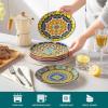 vancasso Bohemian Dinner Plates Set of 6, 10.5 Inch Ceramic Kitchen Plates for Dinner, Colorful Printed Dishes for Dining, Microwave & Dishwasher Safe Plate Set, Series KRVI(8.5in)