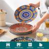 vancasso Bohemian Dinner Plates Set of 6, 10.5 Inch Ceramic Kitchen Plates for Dinner, Colorful Printed Dishes for Dining, Microwave & Dishwasher Safe Plate Set, Series KRVI(10.5in)