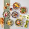 vancasso Bohemian Dinner Plates Set of 6, 10.5 Inch Ceramic Kitchen Plates for Dinner, Colorful Printed Dishes for Dining, Microwave & Dishwasher Safe Plate Set, Series KRVI(8.5in)
