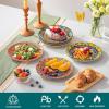 vancasso Bohemian Dinner Plates Set of 6, 10.5 Inch Ceramic Kitchen Plates for Dinner, Colorful Printed Dishes for Dining, Microwave & Dishwasher Safe Plate Set, Series KRVI(8.5in)