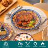 vancasso Plates and Bowls Sets,12-Piece Porcelain Dinnerware Set Service for 4, Bohemian Style Dishes Set for 4, Kitchen Dinner Set, Microwave and Dishwasher Safe, Scratch Resistant, Series KRVI(Service for 6 (18 Pcs))