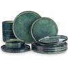 vancasso Starry Plates and Bowls Sets for 8, 24 Pieces Green Dinnerware Sets for Kitchen, Modern Stoneware Dishes Set, Dishwasher and Microwave Safe(Green)