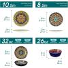vancasso 24 Pieces Plates and Bowls Set, Bohemian Style Dinnerware Sets Service for 6, Porcelain Boho Dishes Set for Kitchen, Housewaring Gift, Dishwasher and Microwave Safe, Series KRVI(Service for 4 (16 PCS))