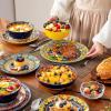 vancasso 24 Pieces Plates and Bowls Set, Bohemian Style Dinnerware Sets Service for 6, Porcelain Boho Dishes Set for Kitchen, Housewaring Gift, Dishwasher and Microwave Safe, Series KRVI(Service for 4 (16 PCS))