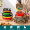 vancasso 24 Pieces Plates and Bowls Set, Bohemian Style Dinnerware Sets Service for 6, Porcelain Boho Dishes Set for Kitchen, Housewaring Gift, Dishwasher and Microwave Safe, Series KRVI(Service for 6 (24 PCS))