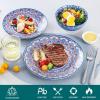 vancasso 24 Pieces Plates and Bowls Set, Bohemian Style Dinnerware Sets Service for 6, Porcelain Boho Dishes Set for Kitchen, Housewaring Gift, Dishwasher and Microwave Safe, Series KRVI(Service for 4 (12 pcs))