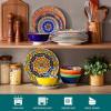 vancasso 24 Pieces Plates and Bowls Set, Bohemian Style Dinnerware Sets Service for 6, Porcelain Boho Dishes Set for Kitchen, Housewaring Gift, Dishwasher and Microwave Safe, Series KRVI(Service for 6 (18 PCS))