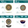 vancasso 24 Pieces Plates and Bowls Set, Bohemian Style Dinnerware Sets Service for 6, Porcelain Boho Dishes Set for Kitchen, Housewaring Gift, Dishwasher and Microwave Safe, Series KRVI(Service for 6 (24 PCS))
