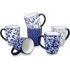 vancasso SELENE Coffee Mugs Set of 6, 12 Oz Porcelain Coffee Cups with Handle, Ceramic Tea Cup for Cappuccino, Latte, Tea, Cocoa, Dishwasher & Microwave Safe Gift Sets, Vintage Blue(16 Ounce)