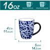 vancasso SELENE Coffee Mugs Set of 6, 12 Oz Porcelain Coffee Cups with Handle, Ceramic Tea Cup for Cappuccino, Latte, Tea, Cocoa, Dishwasher & Microwave Safe Gift Sets, Vintage Blue(16 Ounce)
