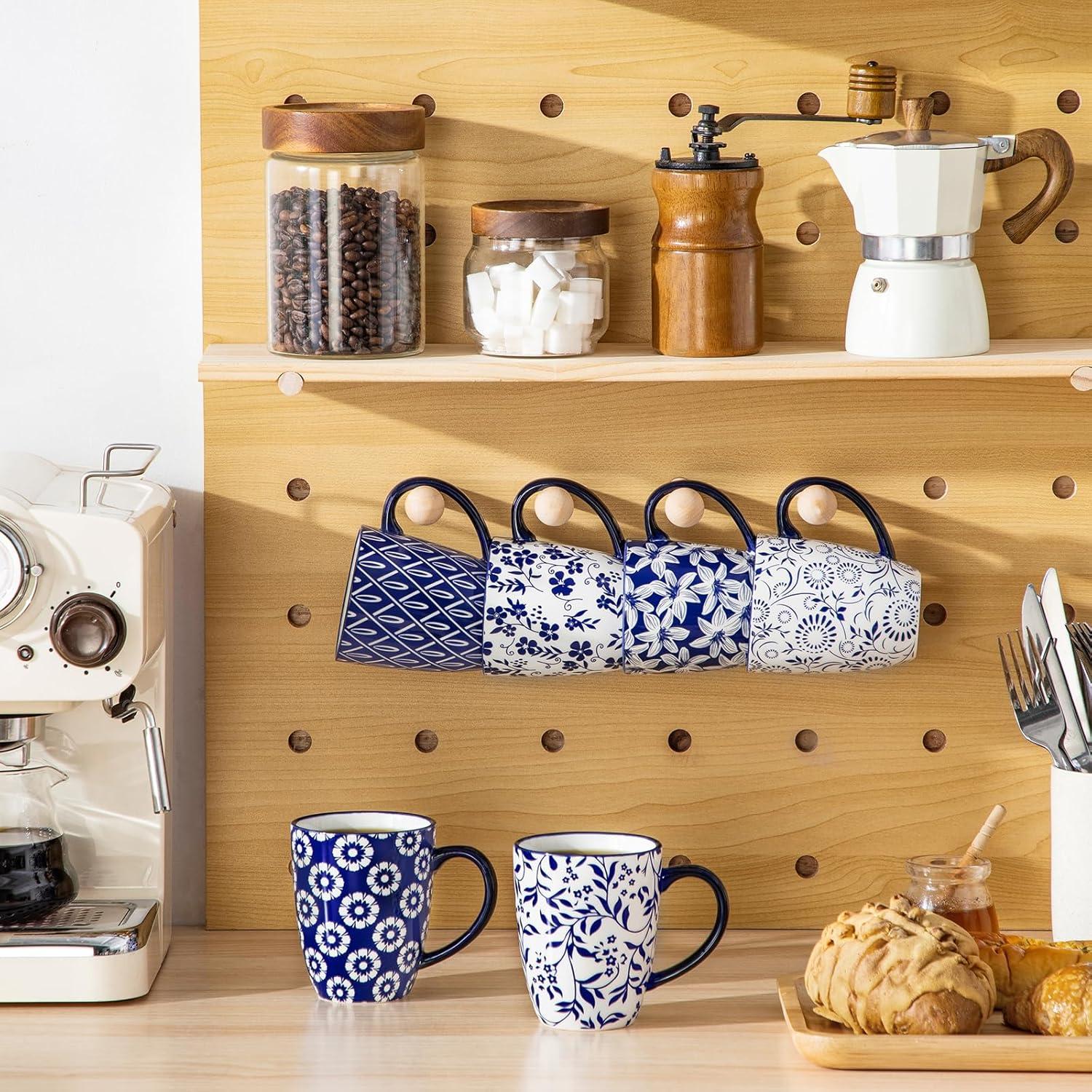 image:imagevancasso SELENE Coffee Mugs Set of 6 12 Oz Porcelain Coffee Cups with Handle Ceramic Tea Cup for Cappuccino Latte Tea Cocoa Dishwasher amp Microwave Safe Gift Sets Vintage Blue12 Ounce