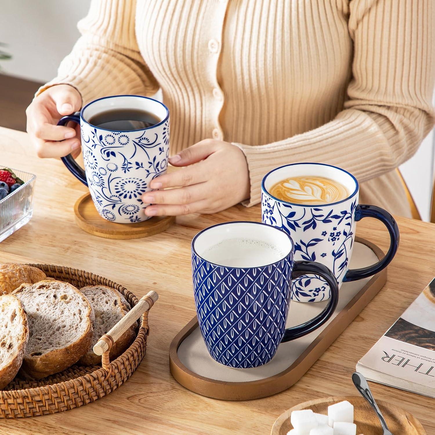 image:imagevancasso SELENE Coffee Mugs Set of 6 12 Oz Porcelain Coffee Cups with Handle Ceramic Tea Cup for Cappuccino Latte Tea Cocoa Dishwasher amp Microwave Safe Gift Sets Vintage Blue16 Ounce