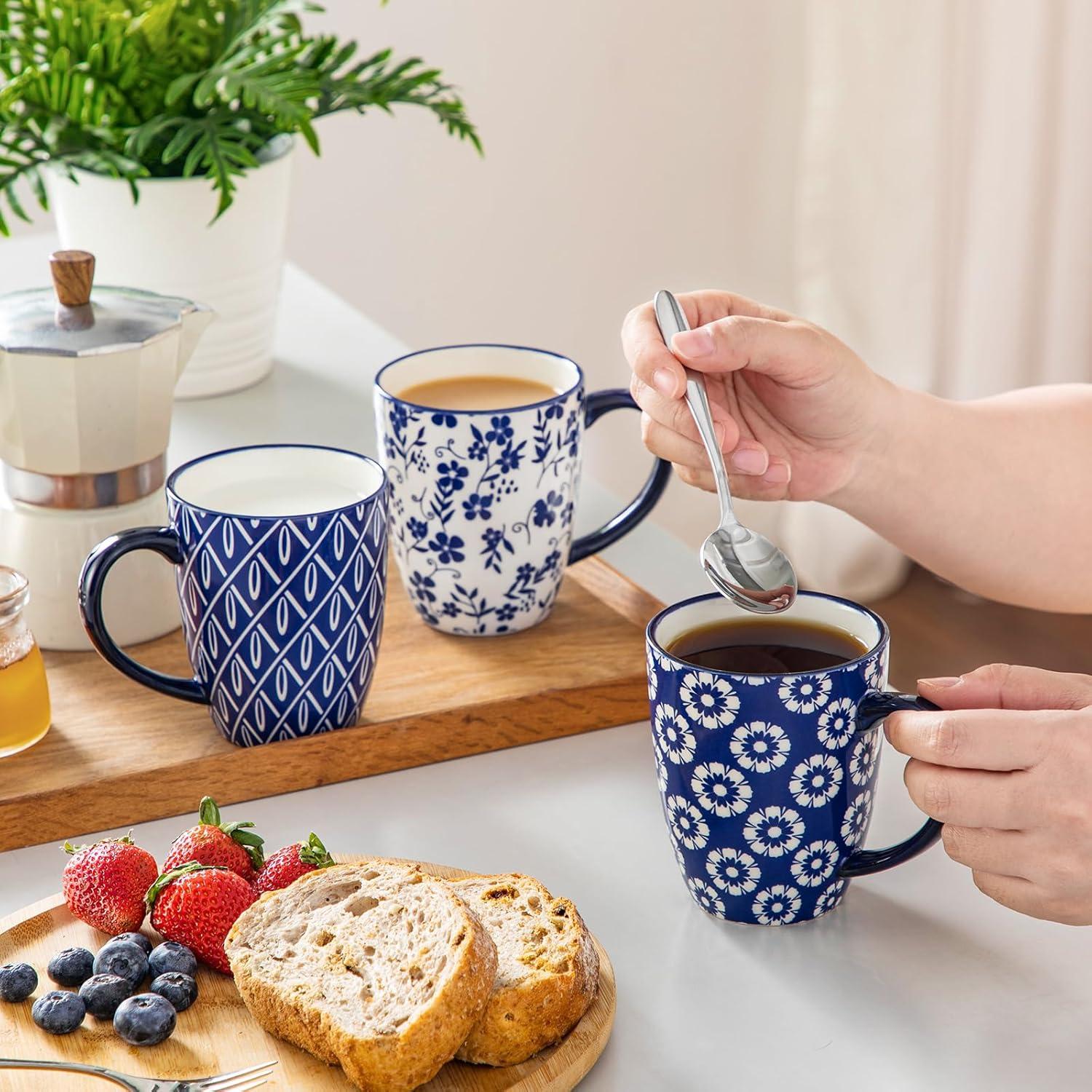 image:imagevancasso SELENE Coffee Mugs Set of 6 12 Oz Porcelain Coffee Cups with Handle Ceramic Tea Cup for Cappuccino Latte Tea Cocoa Dishwasher amp Microwave Safe Gift Sets Vintage Blue12 Ounce