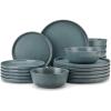 vancasso ZERMATT Dinnerware Set for 8, 24 Pieces Plates and Bowls Sets for Kitchen, Stoneware Dish Set with Scratch Resistant, Dishwasher & Microwave Safe, Blue(Smoky Teal)