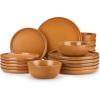 vancasso ZERMATT Dinnerware Set for 8, 24 Pieces Plates and Bowls Sets for Kitchen, Stoneware Dish Set with Scratch Resistant, Dishwasher & Microwave Safe, Blue(Caramel Yellow)