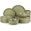 vancasso ZERMATT Dinnerware Set for 8, 24 Pieces Plates and Bowls Sets for Kitchen, Stoneware Dish Set with Scratch Resistant, Dishwasher & Microwave Safe, Blue(Mossy Green)