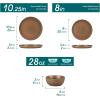 vancasso ZERMATT Dinnerware Set for 8, 24 Pieces Plates and Bowls Sets for Kitchen, Stoneware Dish Set with Scratch Resistant, Dishwasher & Microwave Safe, Blue(Muted Brown)