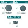 vancasso ZERMATT Dinnerware Set for 8, 24 Pieces Plates and Bowls Sets for Kitchen, Stoneware Dish Set with Scratch Resistant, Dishwasher & Microwave Safe, Blue(Smoky Teal)