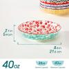 vancasso Selene 8.5″ Pasta Bowls Set of 6, 40 oz Porcelain Shallow Salad Bowls, Serving Bowls Pasta Dishes Plates Large Kitchen Bowl Plates, Vivid Floral Design, Microwave Safe, Series SELENE(Vivid)