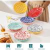 vancasso Selene 8.5″ Pasta Bowls Set of 6, 40 oz Porcelain Shallow Salad Bowls, Serving Bowls Pasta Dishes Plates Large Kitchen Bowl Plates, Vivid Floral Design, Microwave Safe, Series SELENE(Vivid)