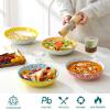 vancasso Selene 8.5″ Pasta Bowls Set of 6, 40 oz Porcelain Shallow Salad Bowls, Serving Bowls Pasta Dishes Plates Large Kitchen Bowl Plates, Vivid Floral Design, Microwave Safe, Series SELENE(Pastel)
