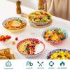 vancasso Selene 8.5″ Pasta Bowls Set of 6, 40 oz Porcelain Shallow Salad Bowls, Serving Bowls Pasta Dishes Plates Large Kitchen Bowl Plates, Vivid Floral Design, Microwave Safe, Series SELENE(Vivid)