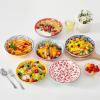 vancasso Selene 8.5″ Pasta Bowls Set of 6, 40 oz Porcelain Shallow Salad Bowls, Serving Bowls Pasta Dishes Plates Large Kitchen Bowl Plates, Vivid Floral Design, Microwave Safe, Series SELENE(Vivid)