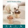 vancasso Elevated Cat Food Bowls 2-Pack, 6.2″ Wide Shallow Cat Feeding Bowl for Whisker Fatigue, 5.1″ Height Ceramic Raised Food Bowls for Senior Cats, Anti Vomit, White(Brown-Food 2-pack)