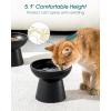 vancasso Elevated Cat Food Bowls 2-Pack, 6.2″ Wide Shallow Cat Feeding Bowl for Whisker Fatigue, 5.1″ Height Ceramic Raised Food Bowls for Senior Cats, Anti Vomit, White(Black)