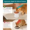 vancasso Elevated Cat Food Bowls 2-Pack, 6.2″ Wide Shallow Cat Feeding Bowl for Whisker Fatigue, 5.1″ Height Ceramic Raised Food Bowls for Senior Cats, Anti Vomit, White(White-Food 2-pack)