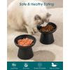 vancasso Elevated Cat Food Bowls 2-Pack, 6.2″ Wide Shallow Cat Feeding Bowl for Whisker Fatigue, 5.1″ Height Ceramic Raised Food Bowls for Senior Cats, Anti Vomit, White(Black-Food 2-pack)