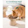 vancasso Elevated Cat Food Bowls 2-Pack, 6.2″ Wide Shallow Cat Feeding Bowl for Whisker Fatigue, 5.1″ Height Ceramic Raised Food Bowls for Senior Cats, Anti Vomit, White(Brown)
