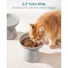 vancasso Elevated Cat Food Bowls 2-Pack, 6.2″ Wide Shallow Cat Feeding Bowl for Whisker Fatigue, 5.1″ Height Ceramic Raised Food Bowls for Senior Cats, Anti Vomit, White(Grey)