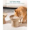 vancasso Elevated Cat Food Bowls 2-Pack, 6.2″ Wide Shallow Cat Feeding Bowl for Whisker Fatigue, 5.1″ Height Ceramic Raised Food Bowls for Senior Cats, Anti Vomit, White(Brown)