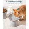 vancasso Elevated Cat Food Bowls 2-Pack, 6.2″ Wide Shallow Cat Feeding Bowl for Whisker Fatigue, 5.1″ Height Ceramic Raised Food Bowls for Senior Cats, Anti Vomit, White(Grey)