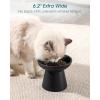 vancasso Elevated Cat Food Bowls 2-Pack, 6.2″ Wide Shallow Cat Feeding Bowl for Whisker Fatigue, 5.1″ Height Ceramic Raised Food Bowls for Senior Cats, Anti Vomit, White(Black)